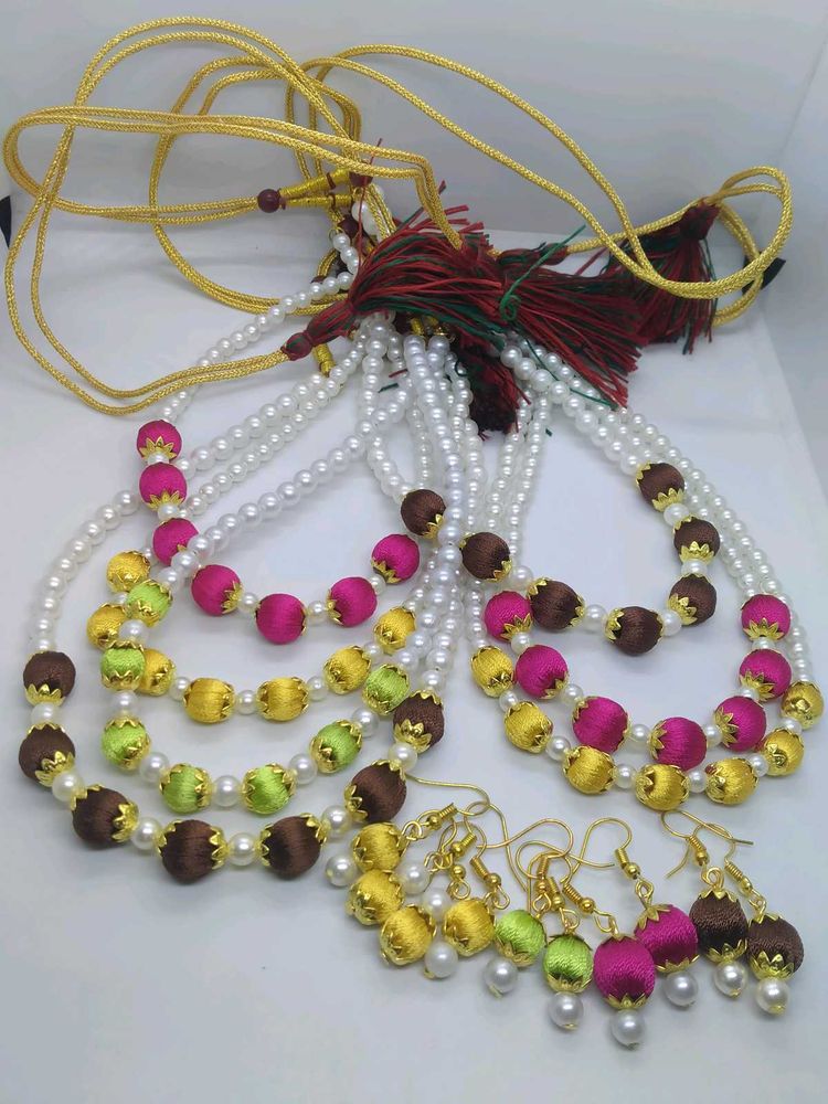 Colorful Silk Thread Necklace Set