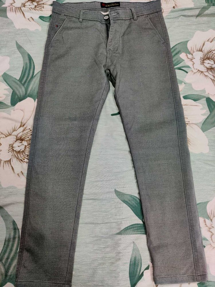 Mens Gray Slim Fit Chinos