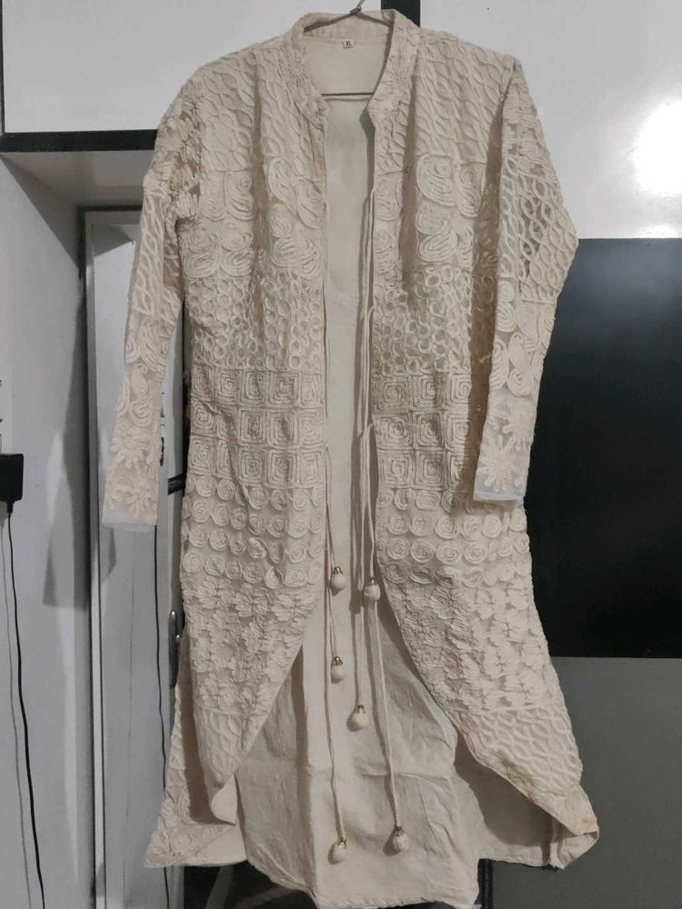 Cream Color Jacket| Full Sleeves |Netted Lace Work