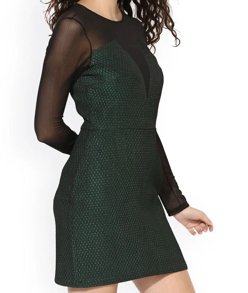 KAZO Luxe Green Georgette One-Piece | Black Long S