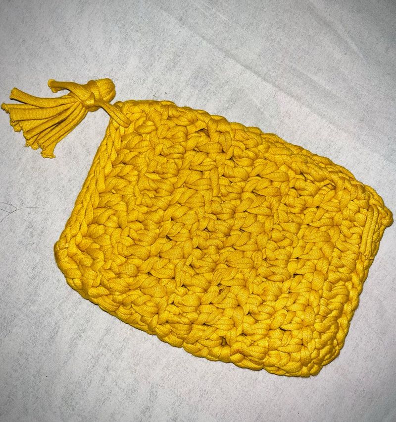Yellow Knitted Pouch