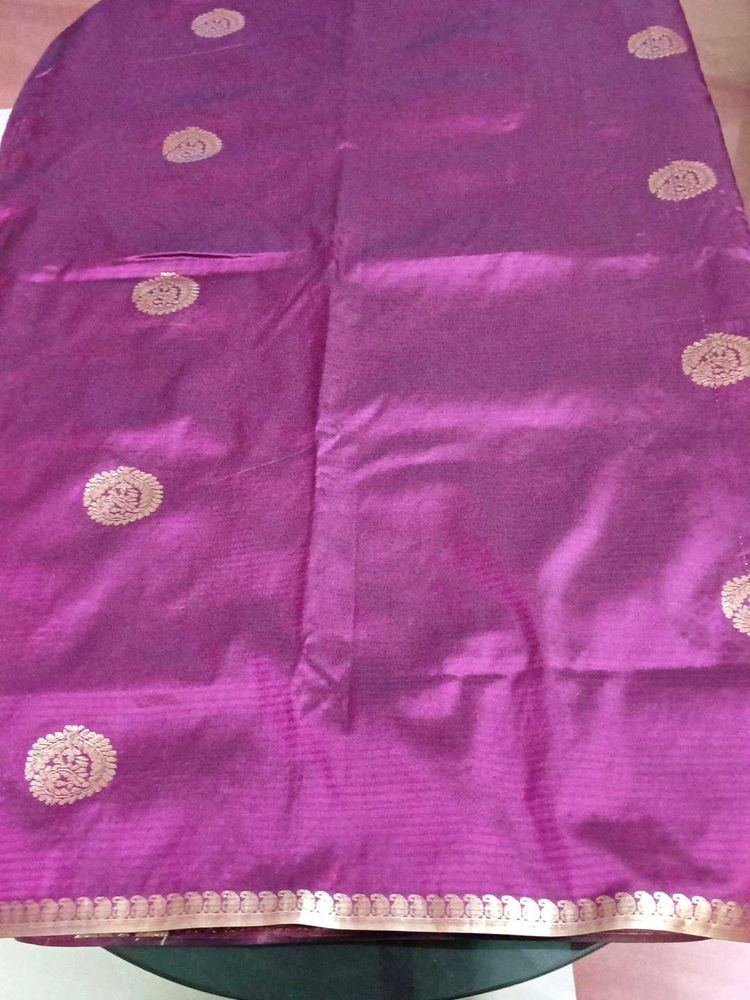 Attractive Purple Saree With Zari .