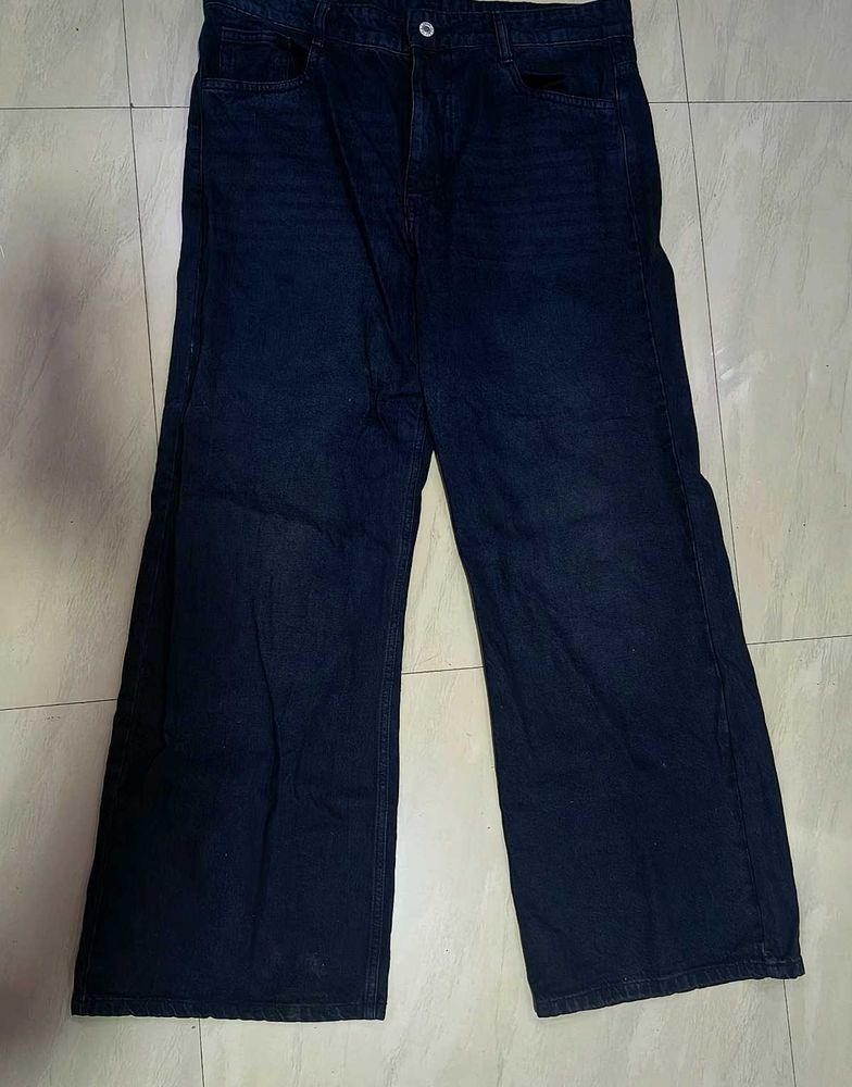 black Wide Leg Denim Jeans