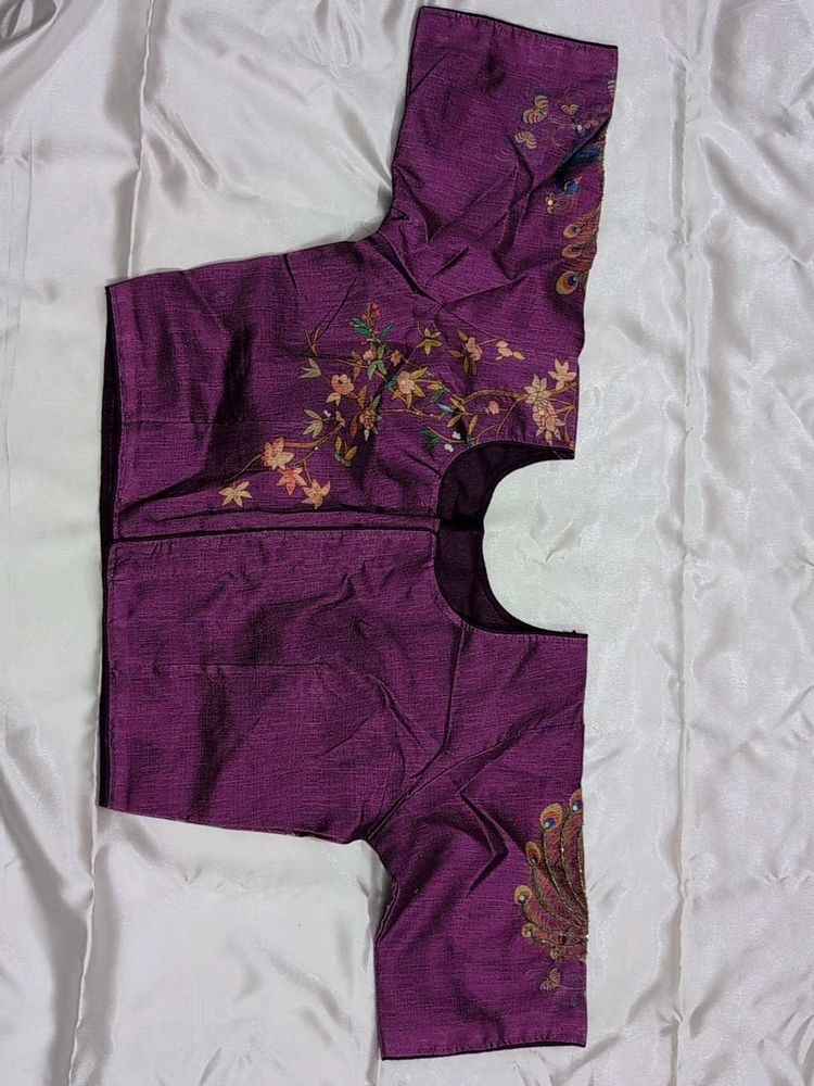 Embroidered Purple Blouse Kardana Work