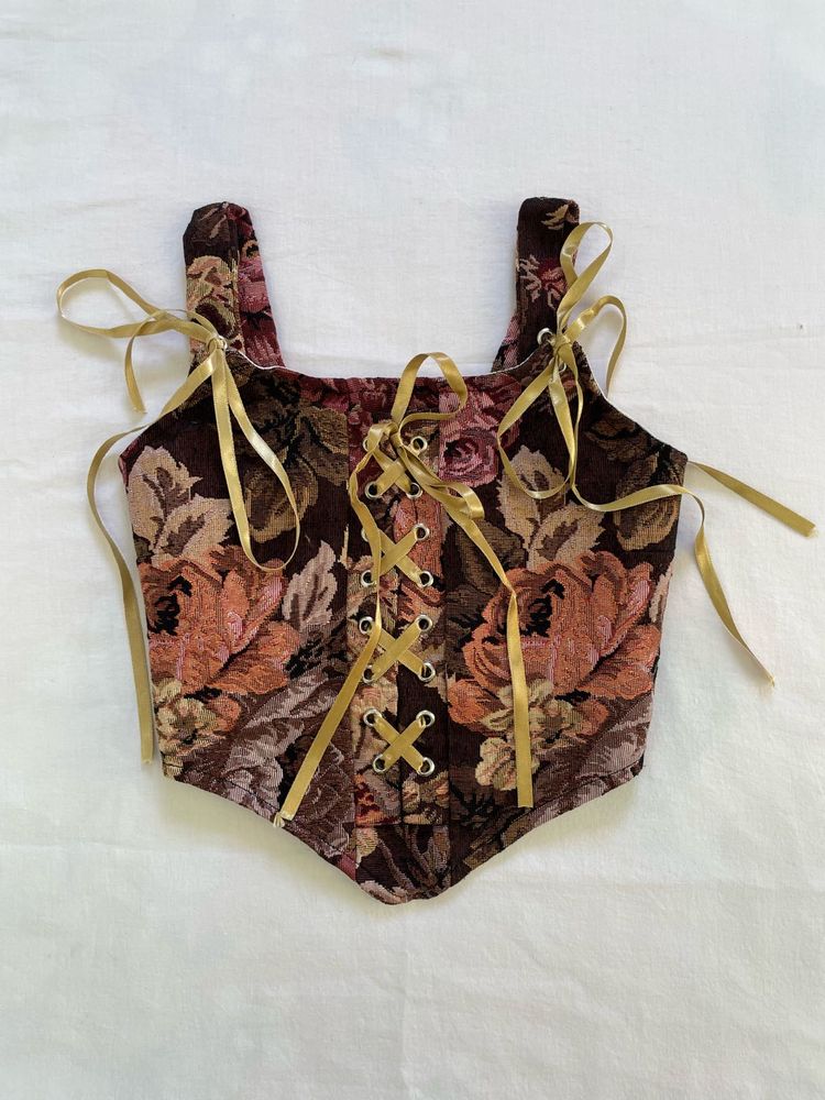 Floral Tapestry Lace Corset Top