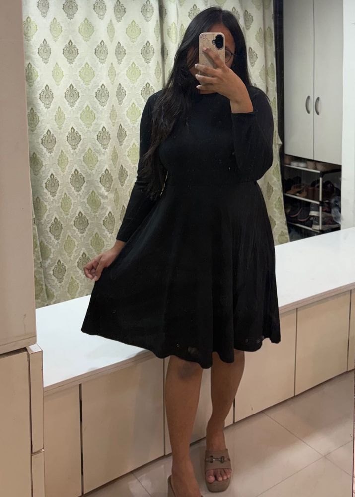 Black A-line Dress - With Belt Option