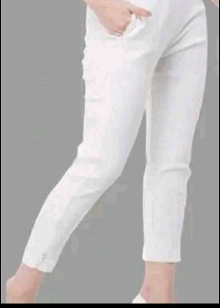White Pent Strechebl For Women Good Quality