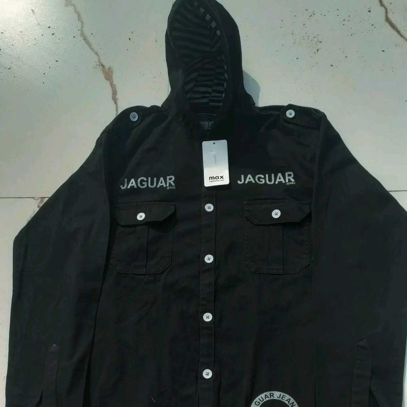 JAGUAR Black Hooded Casual Shirt