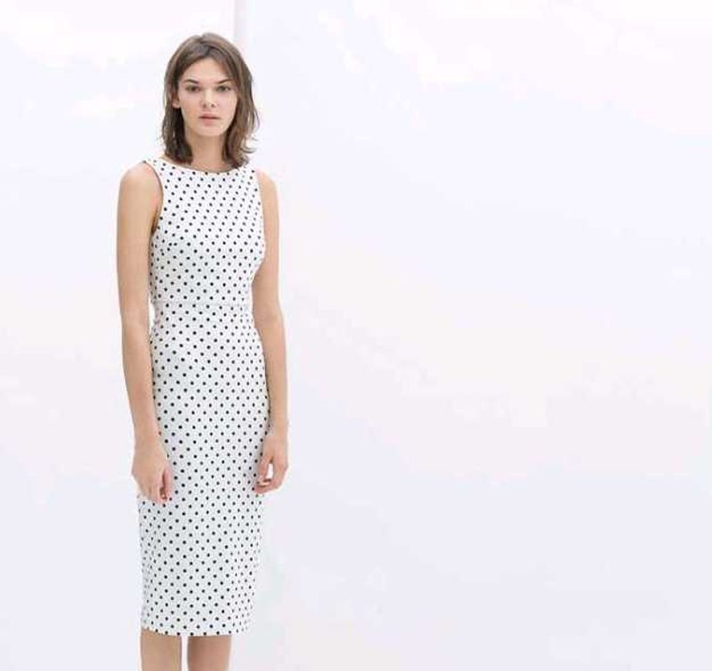 Zara polka dot fitted dress