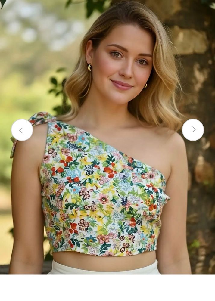 Floral One-Shoulder Crop Top