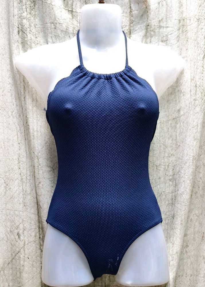 Navy Blue Halter Swimsuit