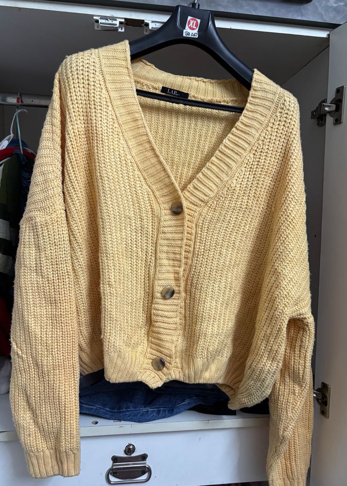 Cute Yellow Knit Cardigan