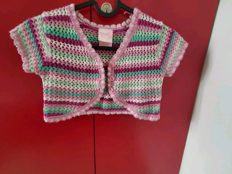 Multi Colour Woolen Girls Shrug