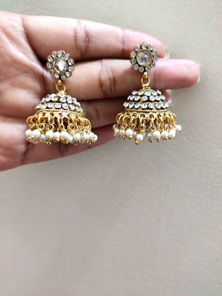 Awesome Quality Stone and pearl Jhumka's