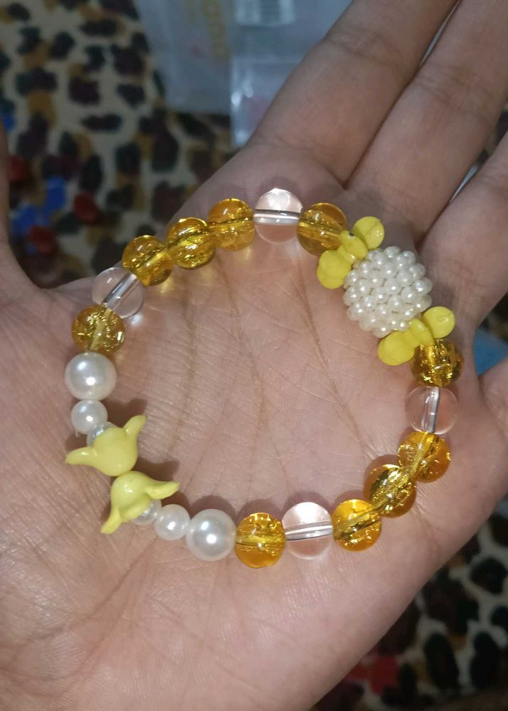 Yellow Charm Beaded Bracelet