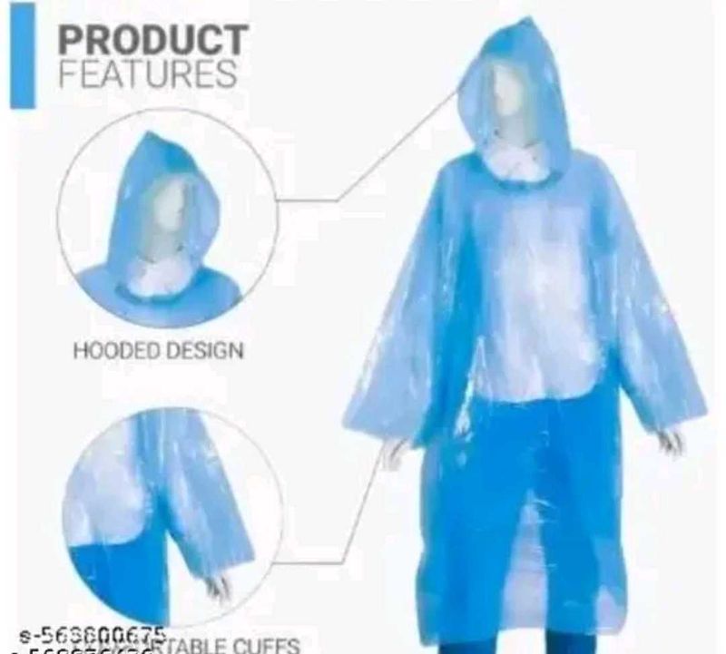 Blue Hooded Rain Poncho