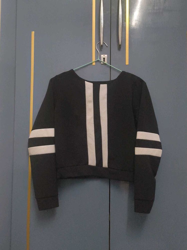 Striped Black Crop Top