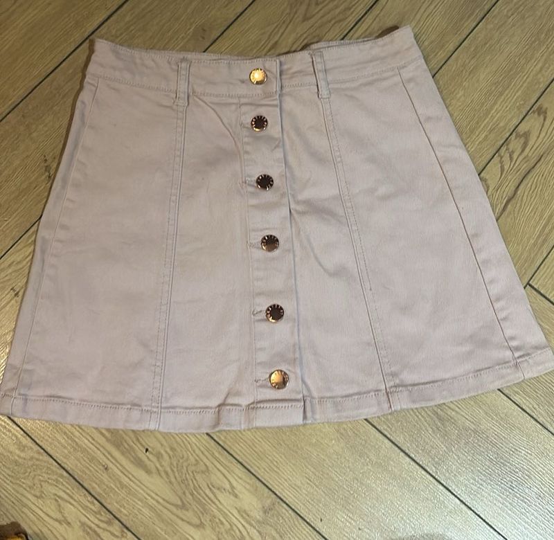 Baby Pink Button-Front Skirt