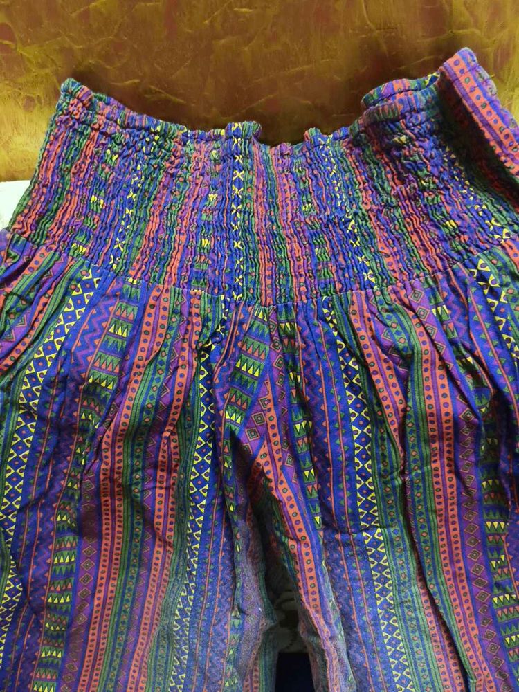 Boho Print Smocked Waist Pants