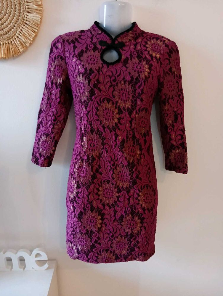 Mandarin Collar Lace Dress From Malaysia
