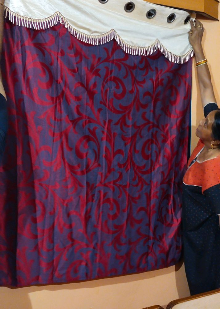 Bright Maroon Red Colour Curtains - Parda