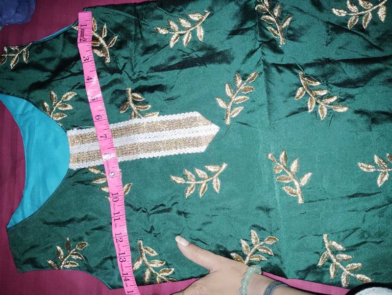 Green Embroidered kurti