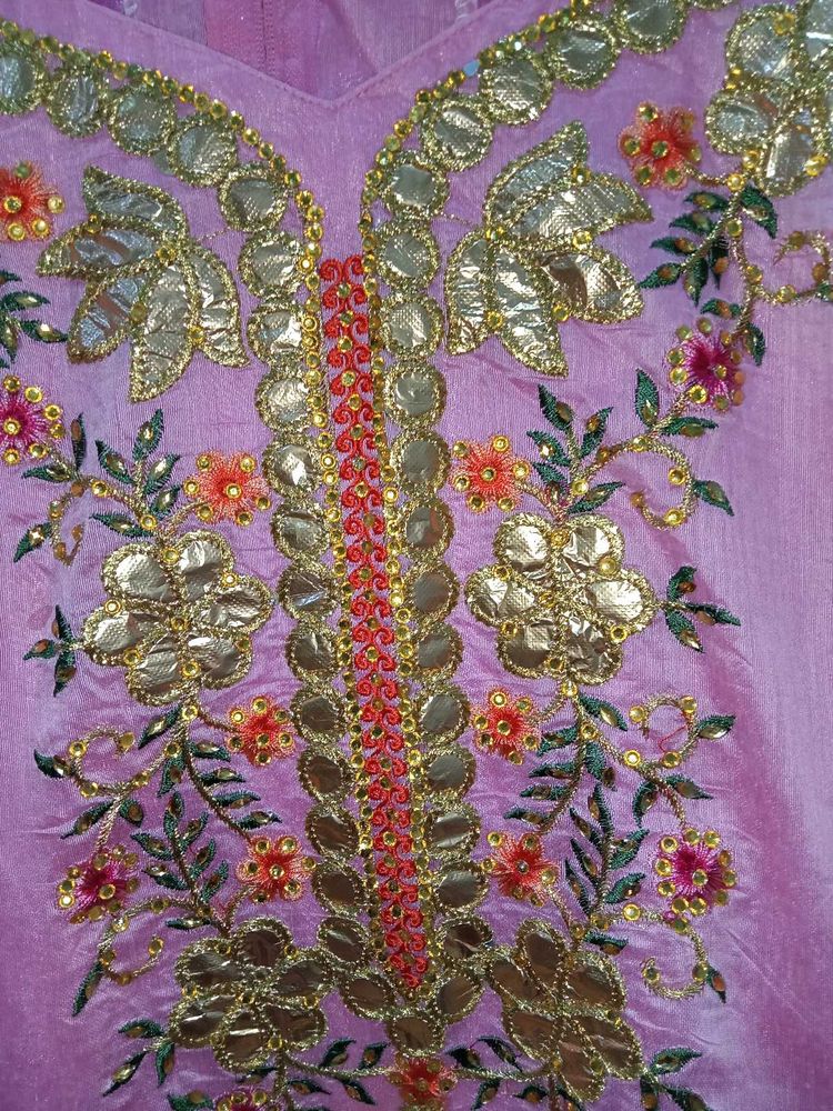 Pink Kurti With Bottom