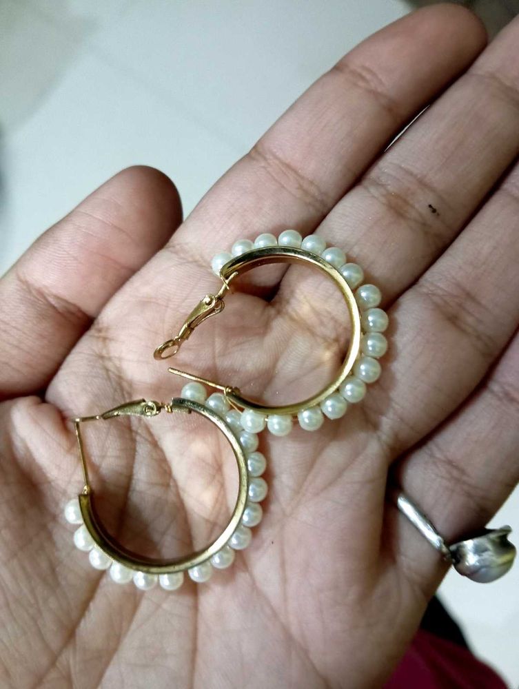 Pearl Hoop Earrings