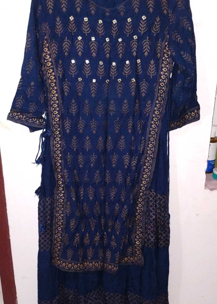 Blue Printed Kurta Set