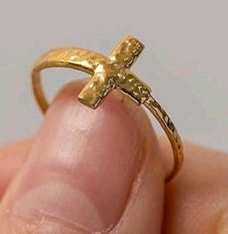 18k Gold Plated Cross Ring