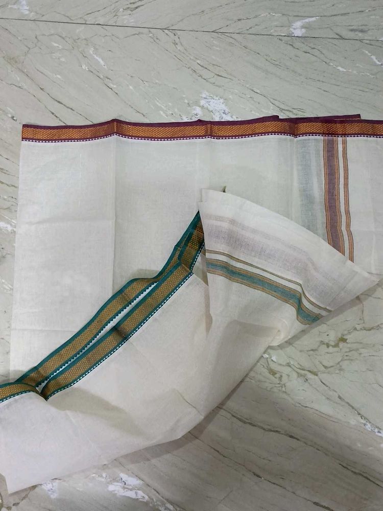 Uparna Shella Khandwa White Cotton 5&#39;4&#34;X3&#39; Feet Si