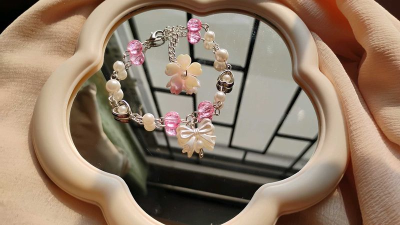 Pink Pearl Charm Bracelet