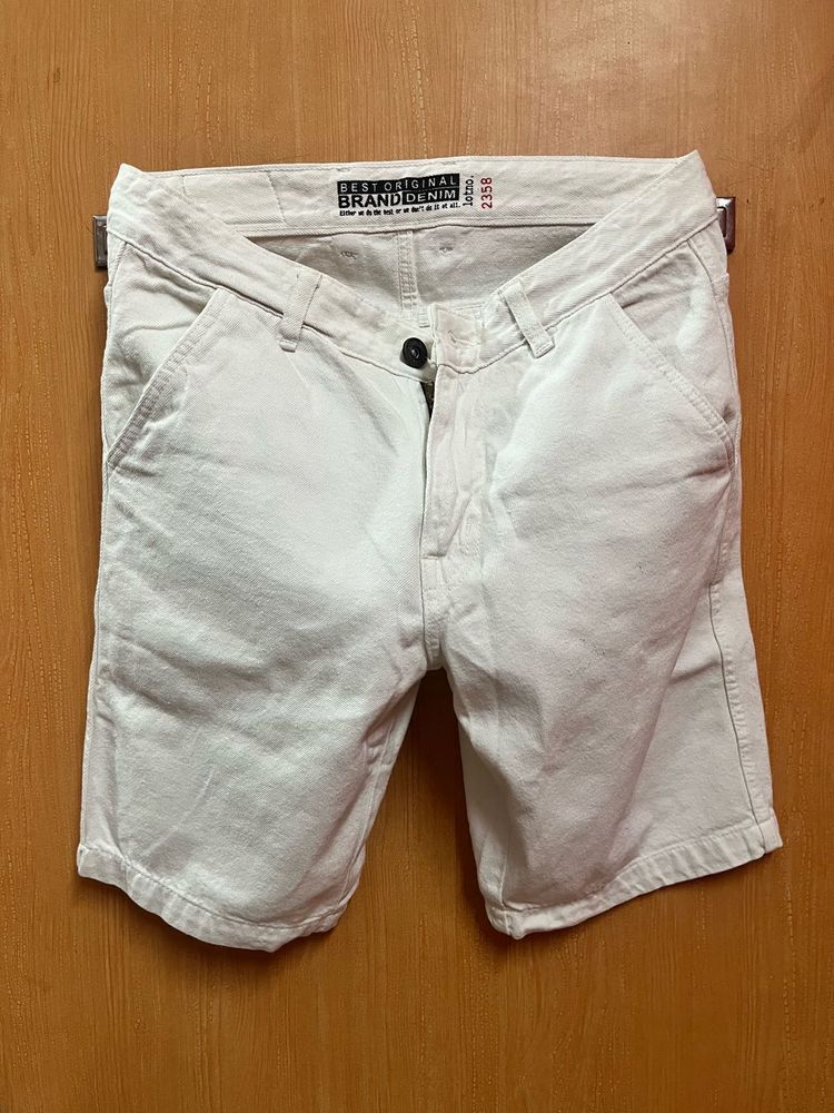 Men's Casual White Denim Shorts