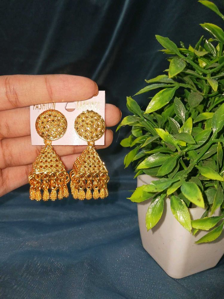 Golden Jhumka Earrings