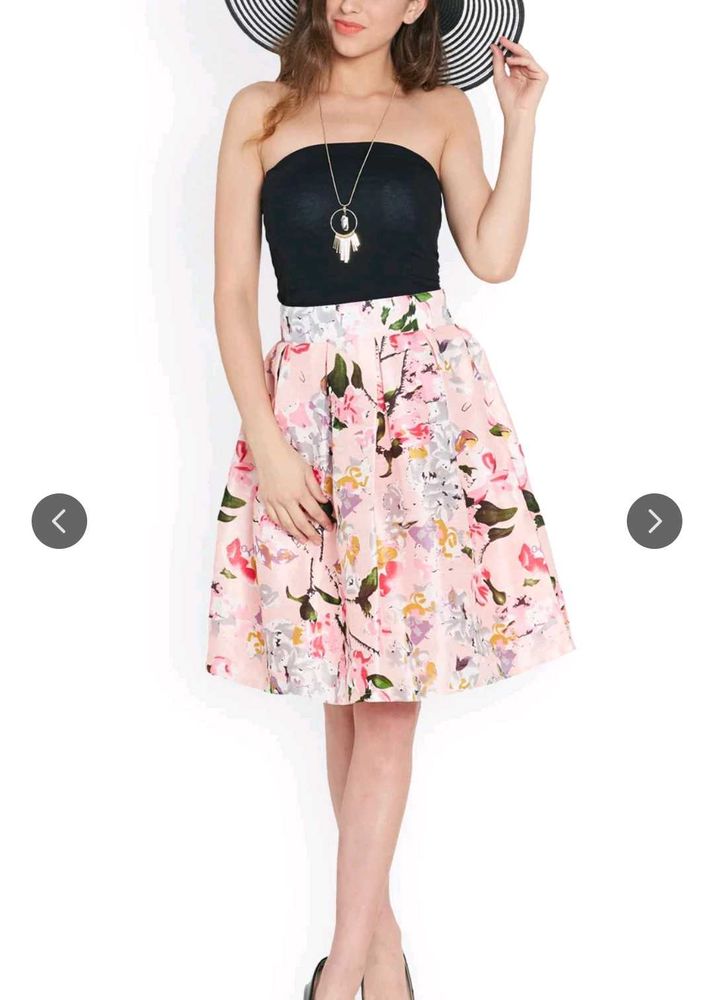 Floral knee length midi skirt