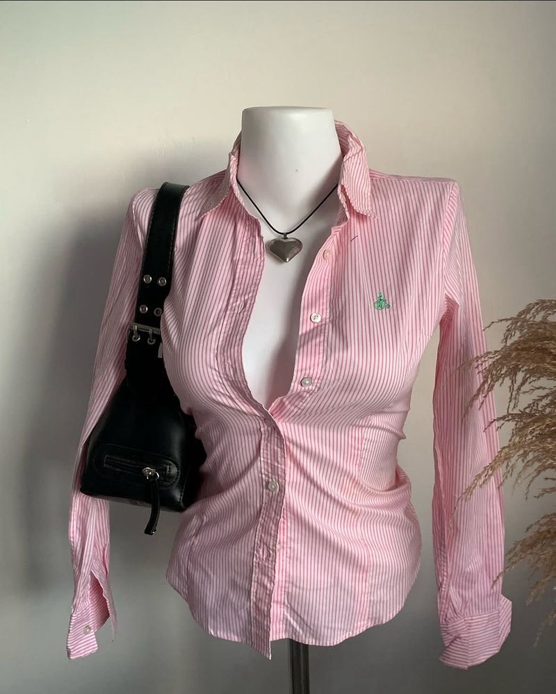 Bean Pole Striped Pink Shirt Women