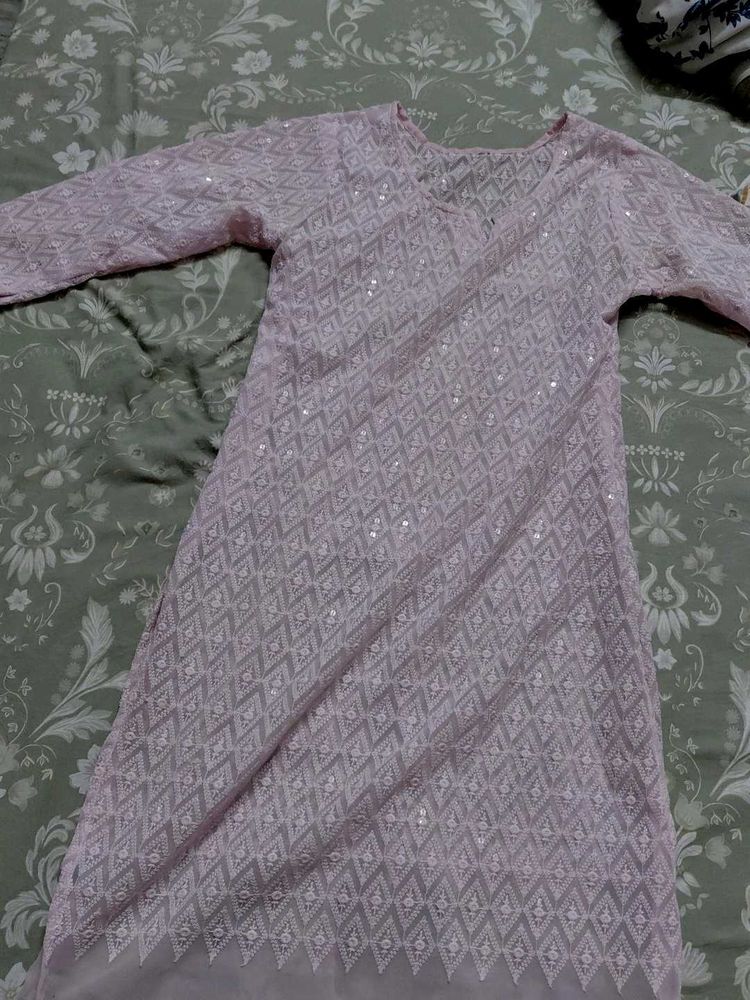 Elegant Pink Sequin Embroidered Kurta