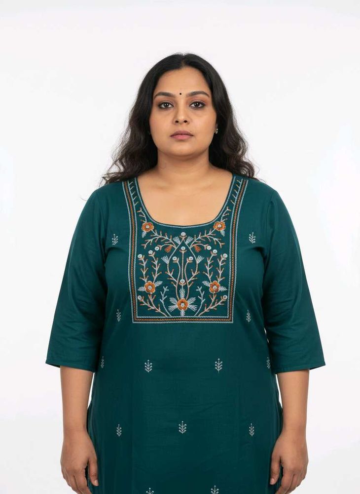 Embroidered Green Kurta