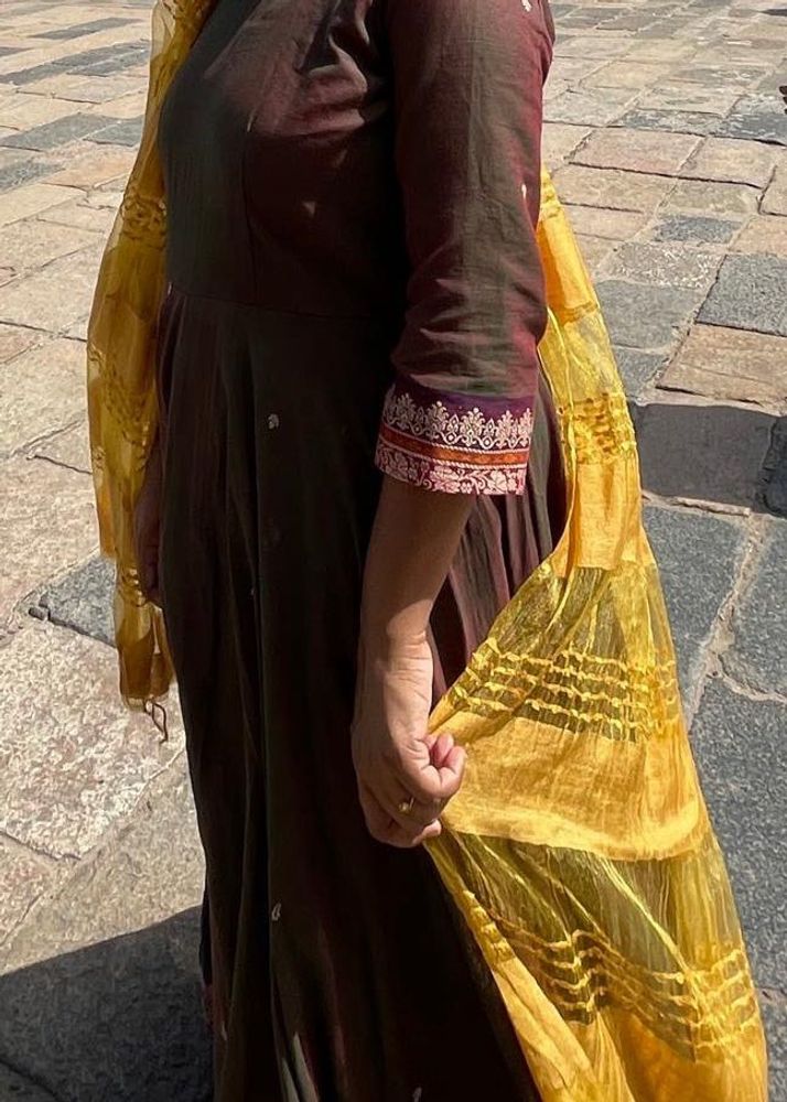 Brown Ethnic Cotton Anarkali