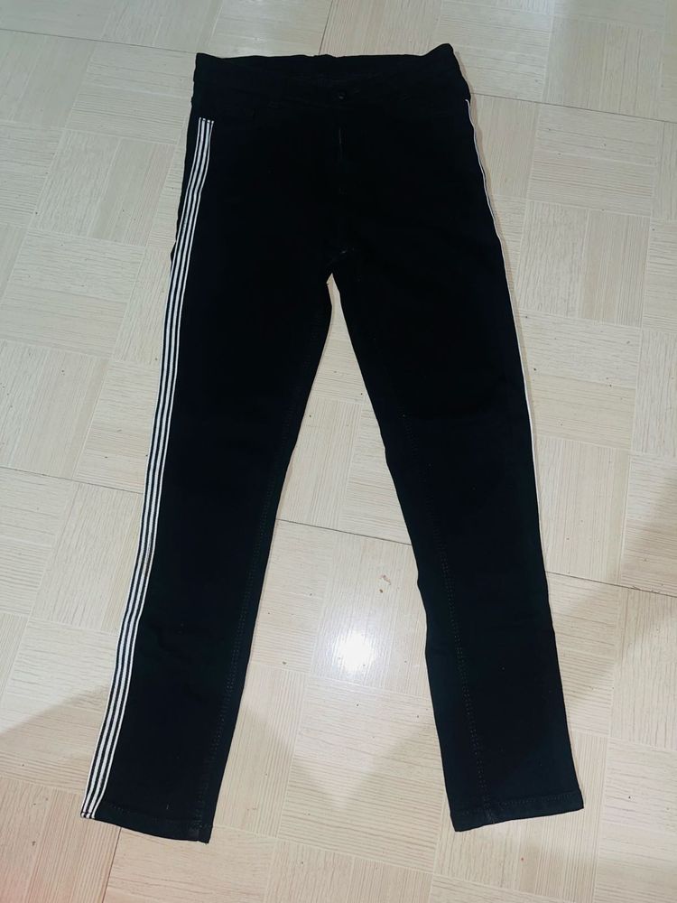 Black Side Stripe Skinny Jeans