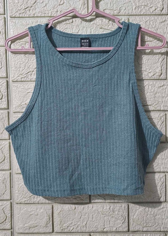 Shein Green Ribbed Crop Tank