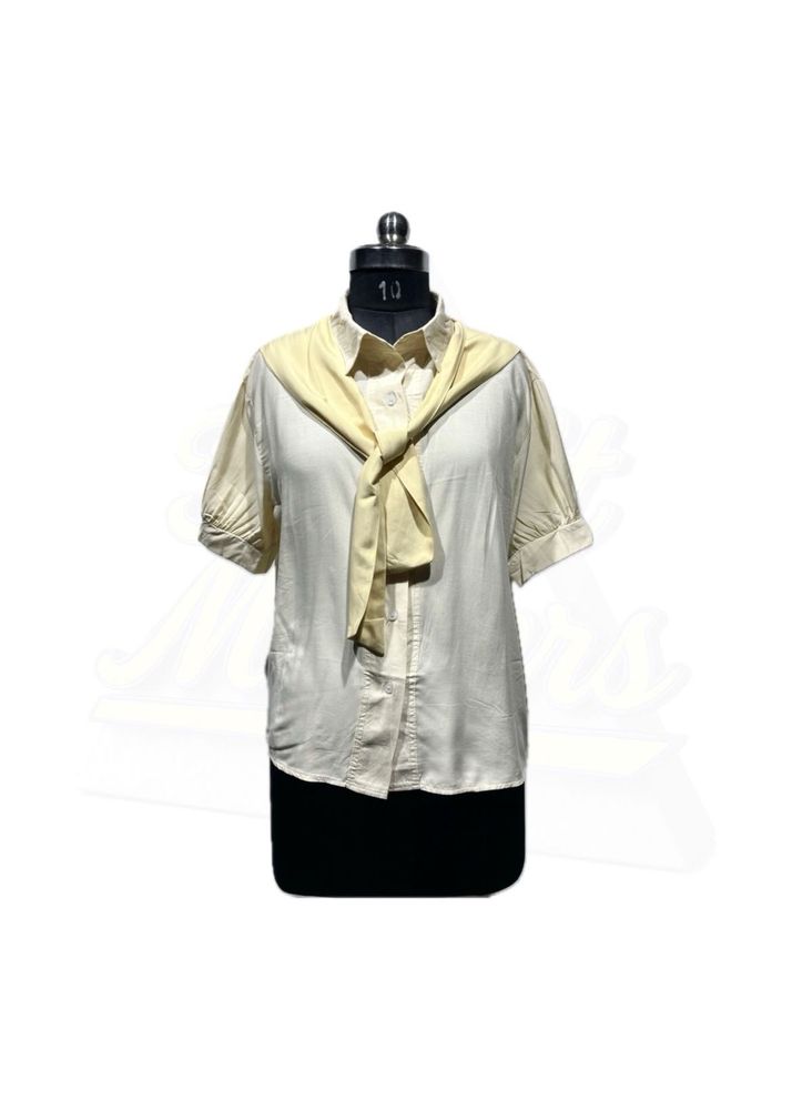 Elegant White Shirt with Tie Detail