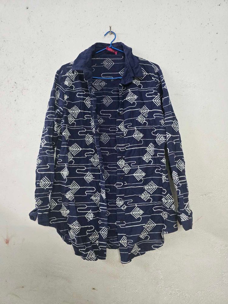 Patterned Button-Down Shirt