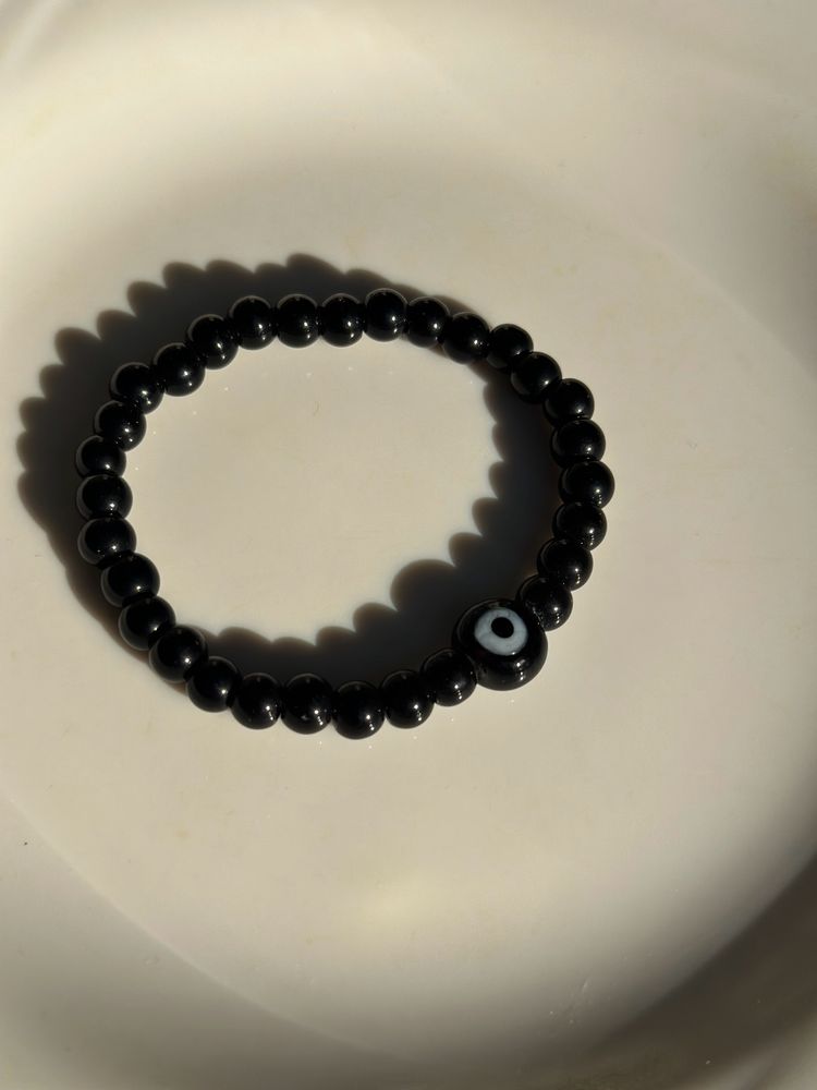 Lampwork Glass Black Evileye Bracelet