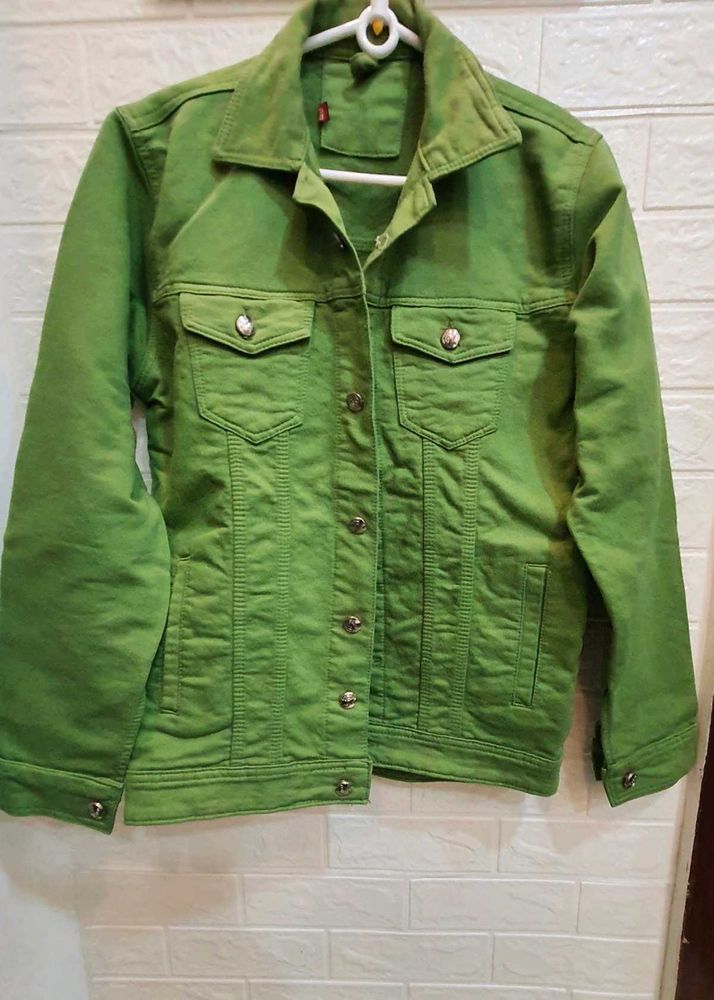 Green Denim Jacket With High Quality