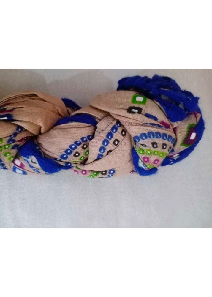 Golden Chunni With Blue Border