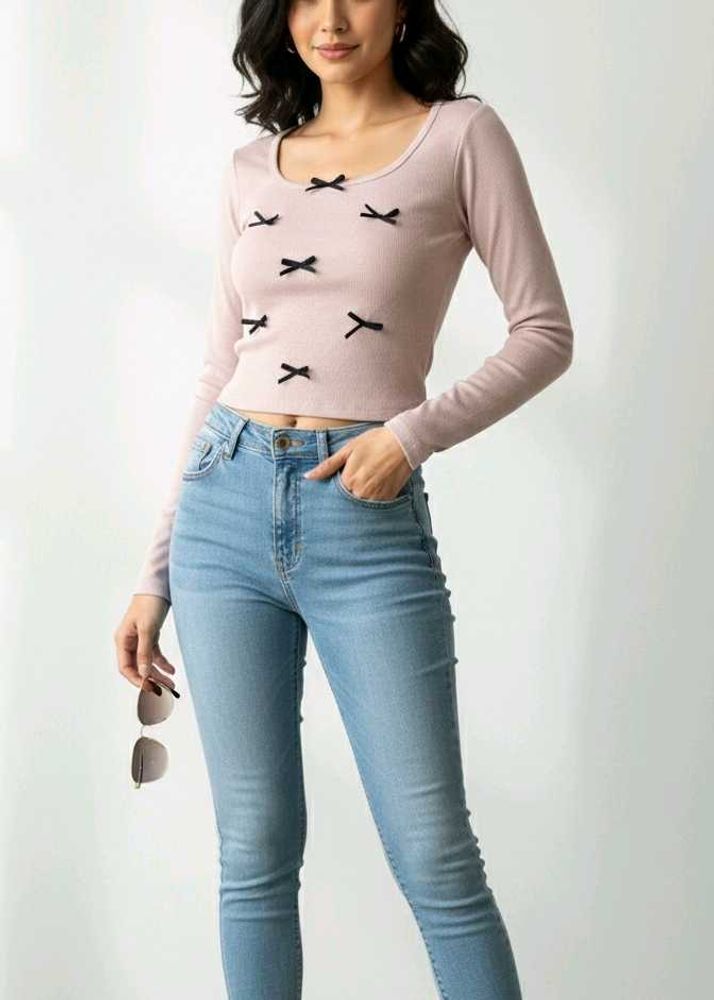 Cute Long Sleeve Crop Top