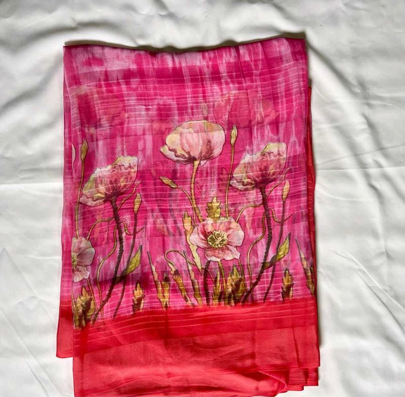 Pink Floral Saree