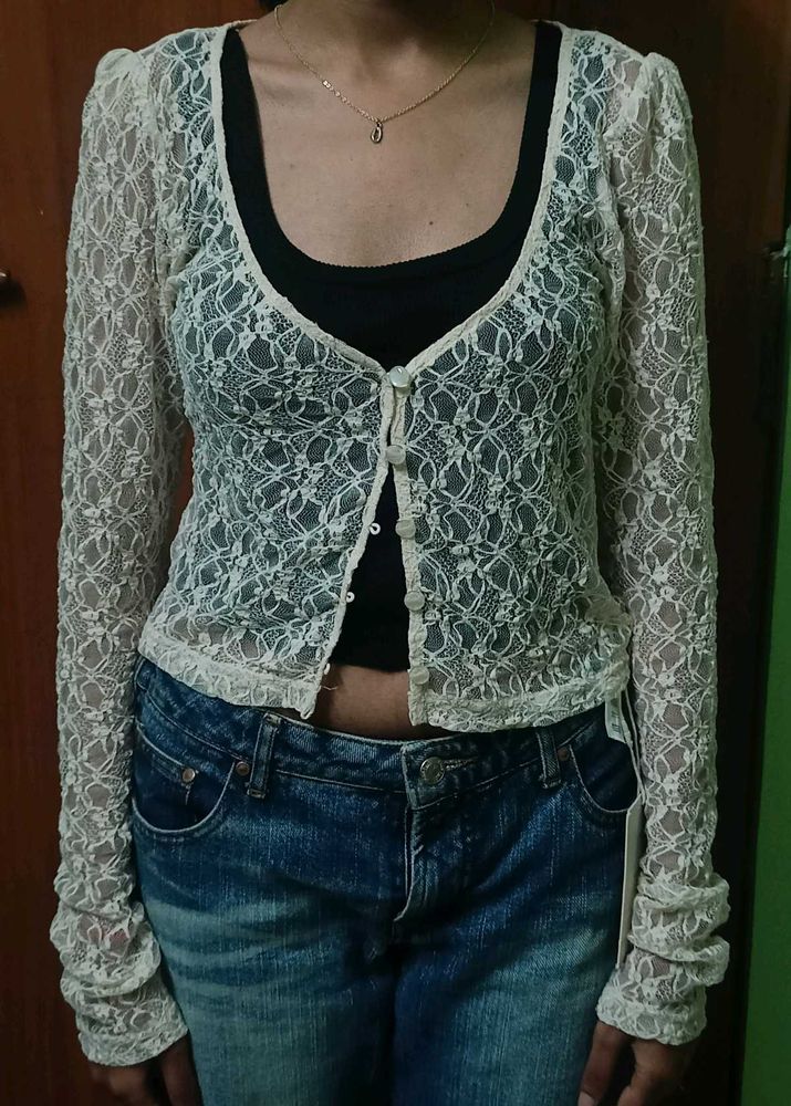 cream lace shrug