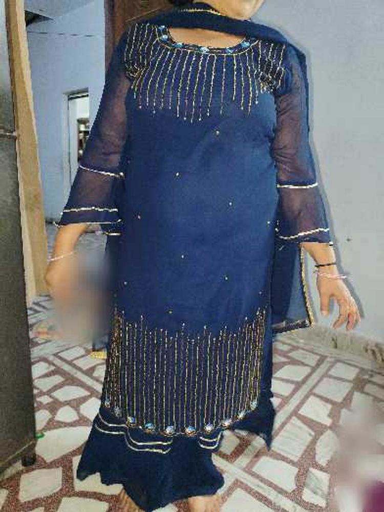Elegant Blue Sharara Set